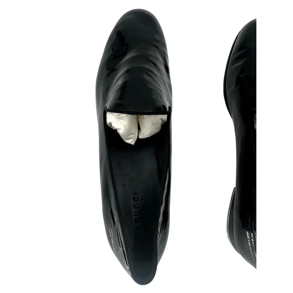 Gucci Glossy Black Vernice Crystal Leather Slip-On Loafers Men's Size EU41 US7.5